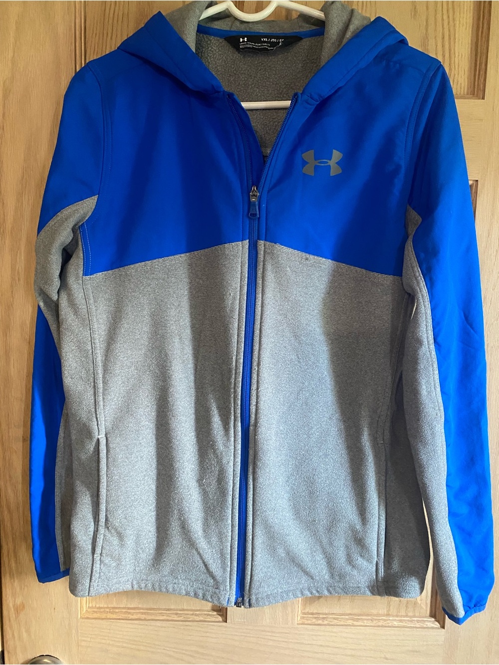 Under Armour Boys Blue and Gray Hooded Full-Zip Jacket